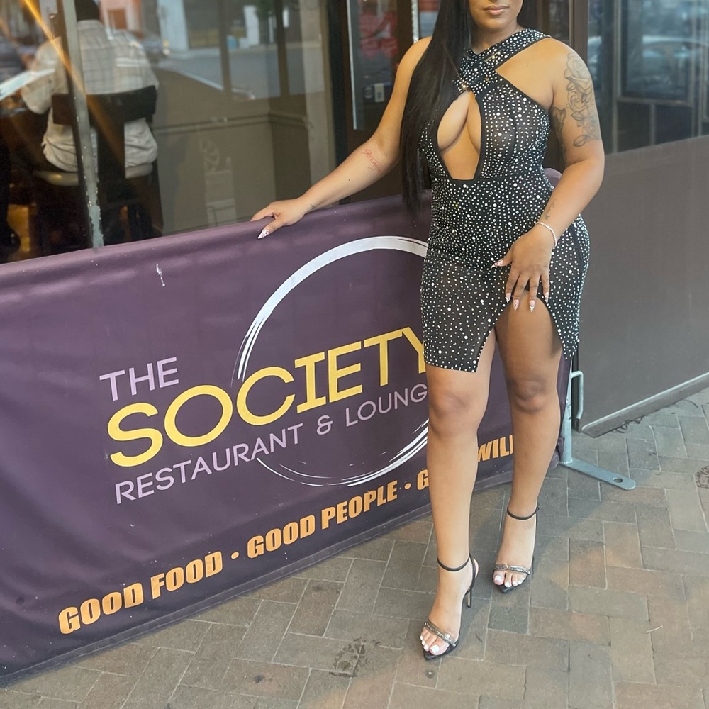 Beaded Embellished Black Dress